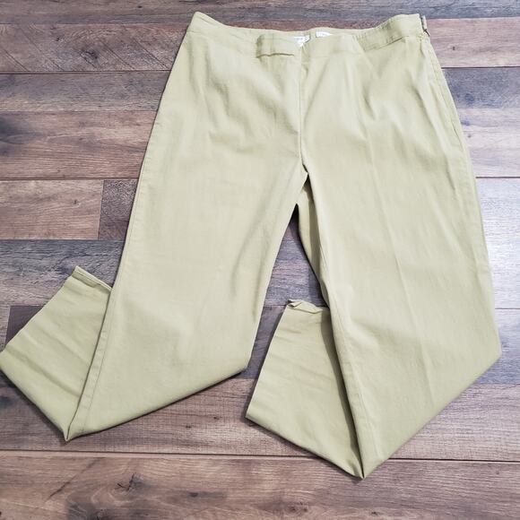 J. Jill Genuine Fit At Waist Green Cropped Capri Flat Front Cotton Pants 14 - Picture 3 of 9